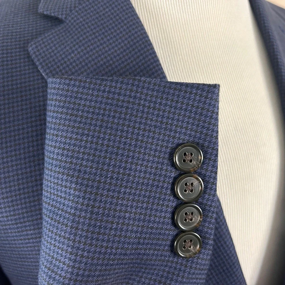 Lauren Ralph Lauren 40R Sport Coat Blue Houndstooth Two Button Lined Vented